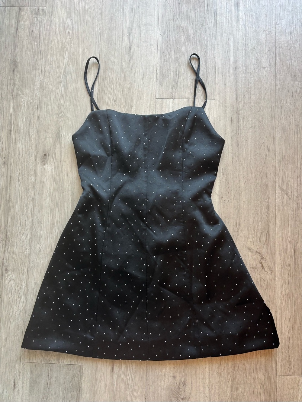 Zara Black Mini Dress with Silver Dot Embellishments